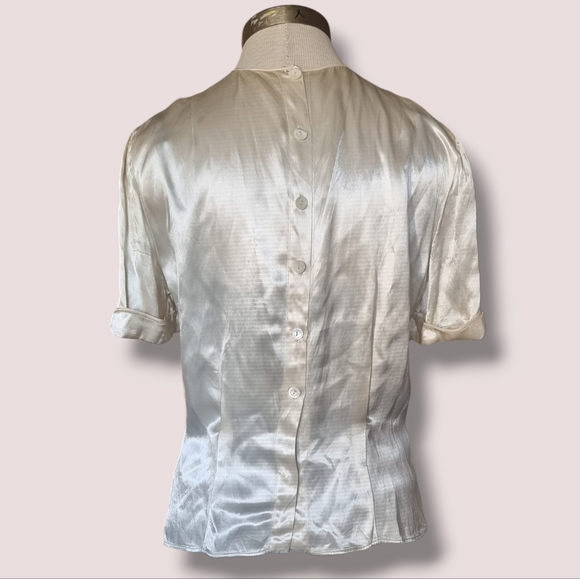 Women's vintage pearl white satin top size 36 - Picture 2 of 14